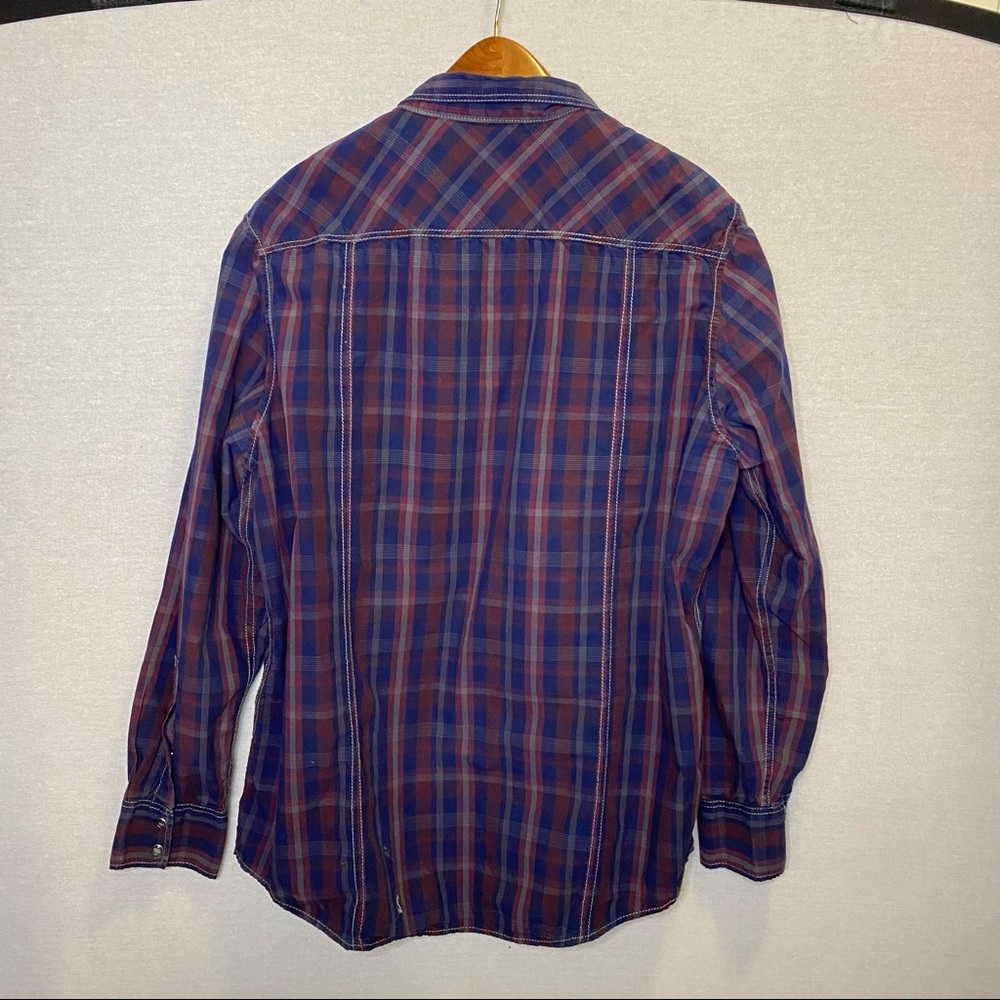 INC Men’s Shirt Western Snap Multi-Colour Plaid Size X-Large - Picture 4 of 10
